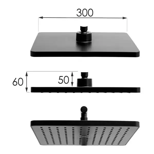 Душовий гарнітур Yoka CUBE 30 BLACK чорний з виливом (BP.CUBE 30 BLK)