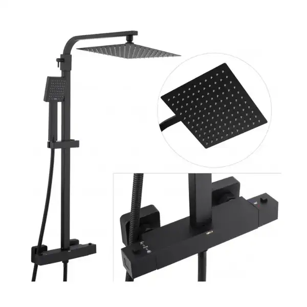 Душевой гарнитур Yoka GOBA 25 BLACK черный с термостатом (BP.GOBA-THERM-25-BLK)