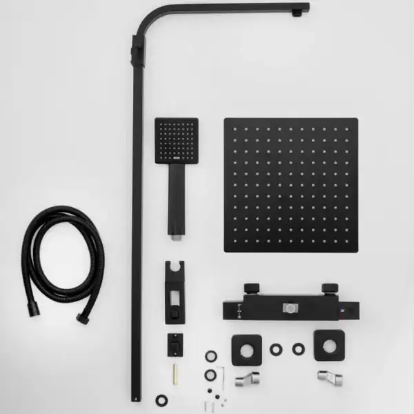 Душевой гарнитур Yoka GOBA 25 BLACK черный с термостатом (BP.GOBA-THERM-25-BLK)