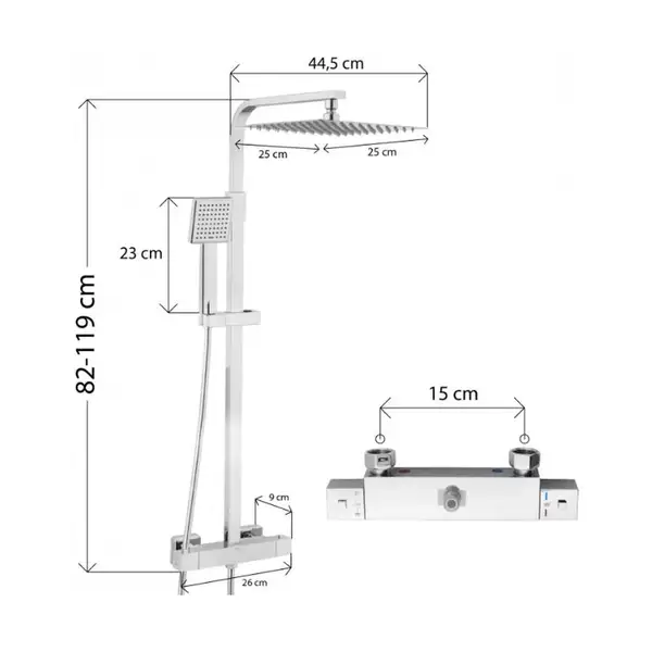 Душевой гарнитур YOKA GOBA 25 CHROME с термостатом (BP.GOBA-THERM-25-CHR)