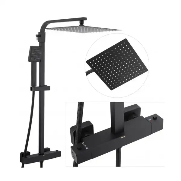 Душевой гарнитур Yoka GOBA 30 BLACK черный с термостатом (BP.GOBA-THERM-30-BLK)