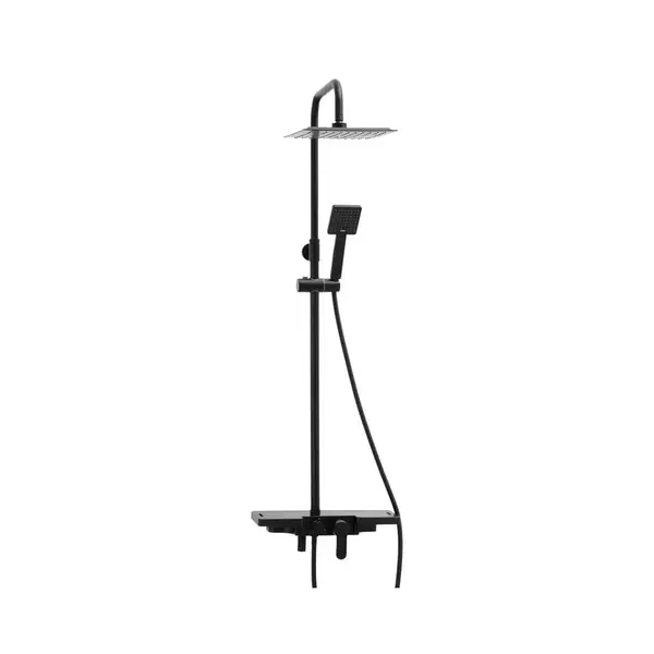 Душовий гарнітур Yoka OSLO 25 BLACK черный з полицею та краном (BP.OSLO 25 BLK)