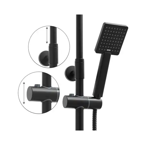 Душовий гарнітур Yoka OSLO 25 BLACK черный з полицею та краном (BP.OSLO 25 BLK)