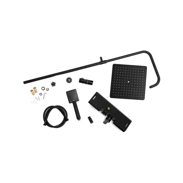 Душовий гарнітур Yoka OSLO 30 BLACK черный з полицею та краном (BP.OSLO 30 BLK)