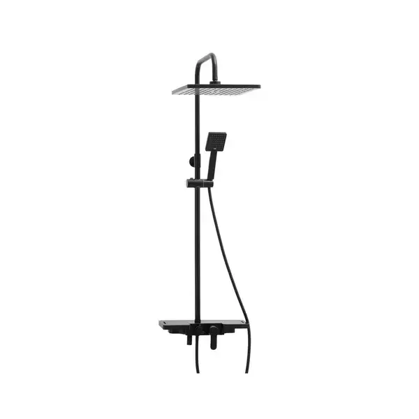 Душовий гарнітур Yoka OSLO 30 BLACK черный з полицею та краном (BP.OSLO 30 BLK)