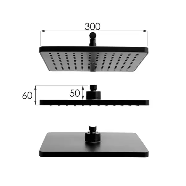 Душовий гарнітур Yoka OSLO 30 BLACK черный з полицею та краном (BP.OSLO 30 BLK)