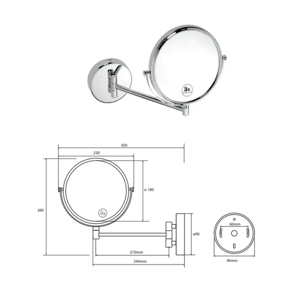 Дзеркало косметичне cosmetic bath mirror 112201522 Bemeta Чехія