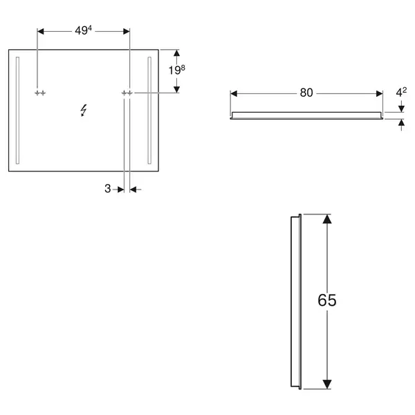 Зеркало с LED подсветкой Geberit Option 80 х h65 х 3,6 см (500.588.00.1)