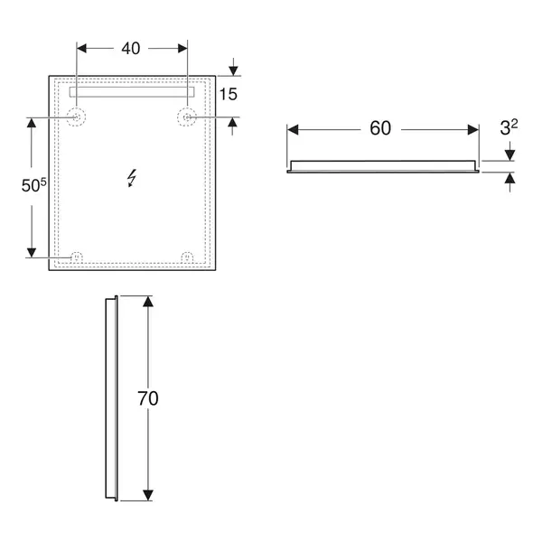 Дзеркало з LED підсвічуванням 70 х h60 см Geberit Option Basic Square  502.805.00.1