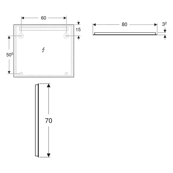 Дзеркало з LED підсвічуванням 80 х h70 см Geberit Option Basic Square  502.807.00.1