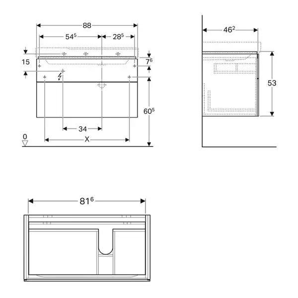 Дзеркало з LED підсвічуванням 90 х h70 см Geberit Option Basic Square  502.808.00.1