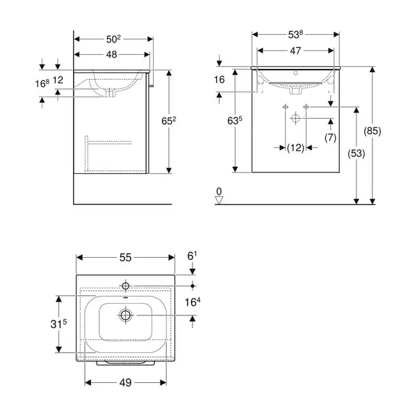 Дзеркало з LED підсвічуванням 90 х h70 см Geberit Option Basic Square  502.808.00.1