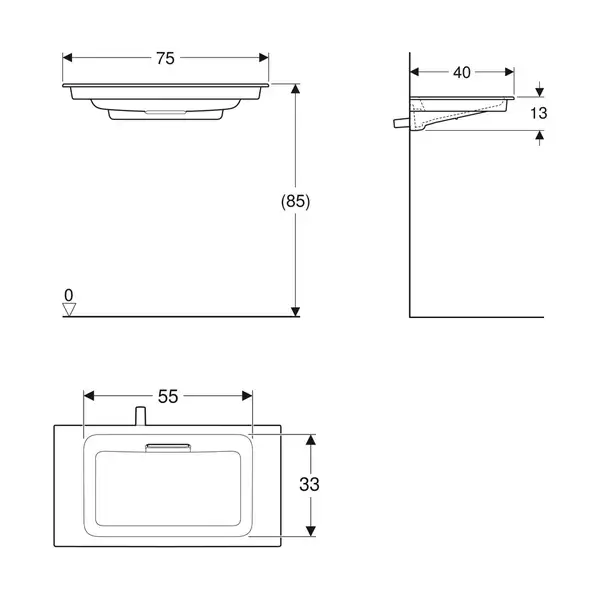 Дзеркало з LED підсвічуванням 90 х h70 см Geberit Option Basic Square  502.808.00.1