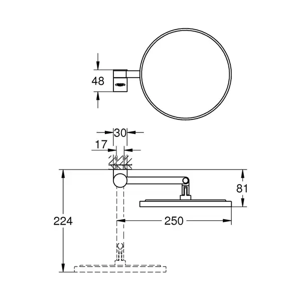 Зеркало косметическое Grohe Selection, тёмный графит, матовый (41077AL0) фото 2 Aquada.com.ua Зеркало косметическое Grohe Selection, тёмный графит, матовый (41077AL0) фото 2 Aquada.com.ua