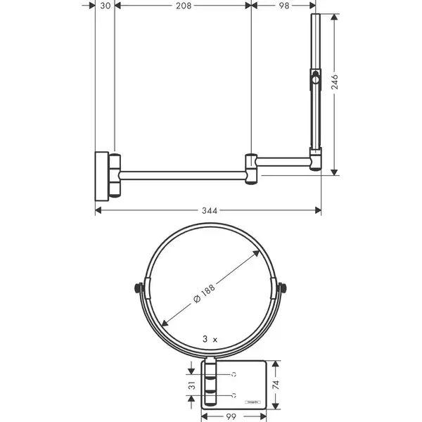 Дзеркало Hansgrohe AddStoris, золотий (41791990)