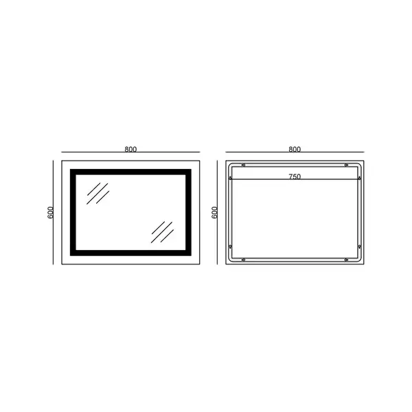 Дзеркало Mixxus LIGHT MR01-80x60 з Led Touch, Anti-fog, димером, регулятором яскравості, годинником (MI5998)