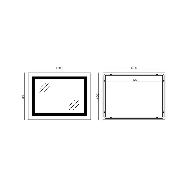 Дзеркало Mixxus WARM MR02-120x80 з Led Touch, Anti-fog, димером, регулятором яскравості, годинником (MI6001)