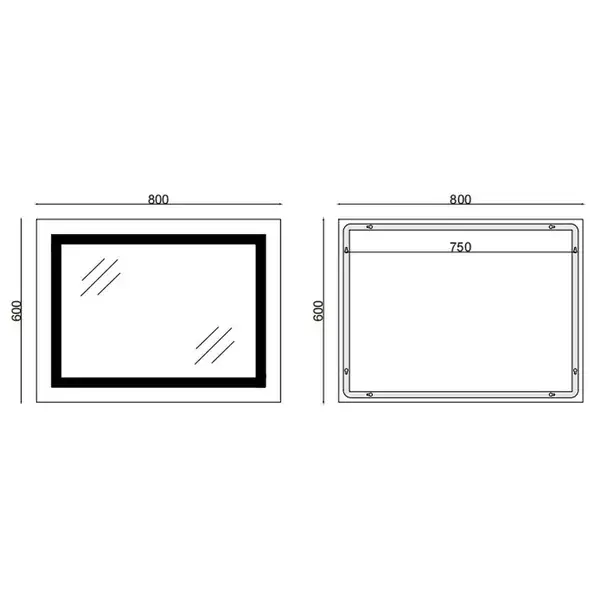 Дзеркало Mixxus TALL MR08-80x60-Reverse з Led Touch, Anti-fog, димером, регулятором яскравості (MI6 (MI6659)