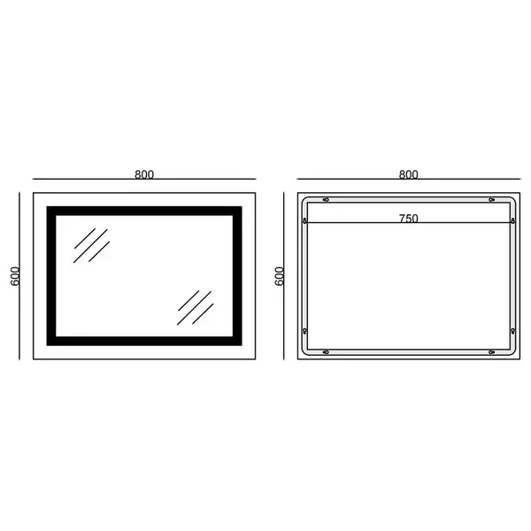 Дзеркало Mixxus WARM MR02-80x60-CASE з Led Touch, Anti-fog, димером, регулятором яскравості, годинн (MI6671)