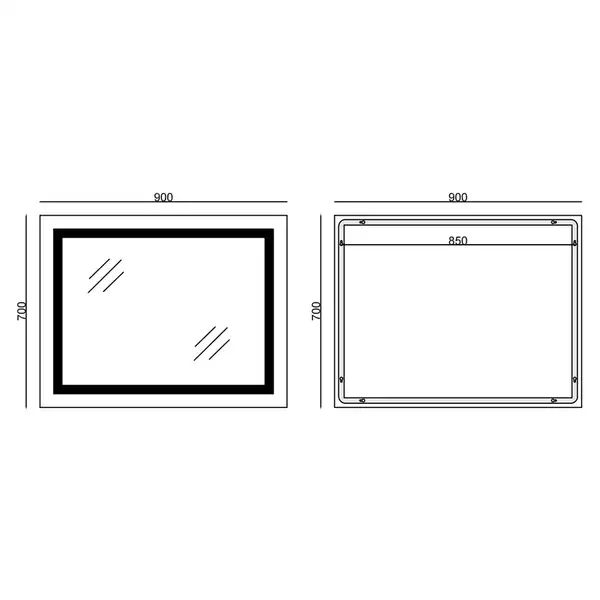 Дзеркало Mixxus WARM MR02-90x70-CASE з Led Touch, Anti-fog, димером, регулятором яскравості, годинн (MI6674)