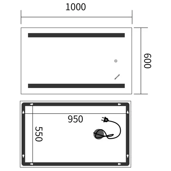 Дзеркало Mixxus Premium LINES MR17-100x60-Reverse з Led Touch, Anti-fog, димером, регулятором яскра (MP6625)