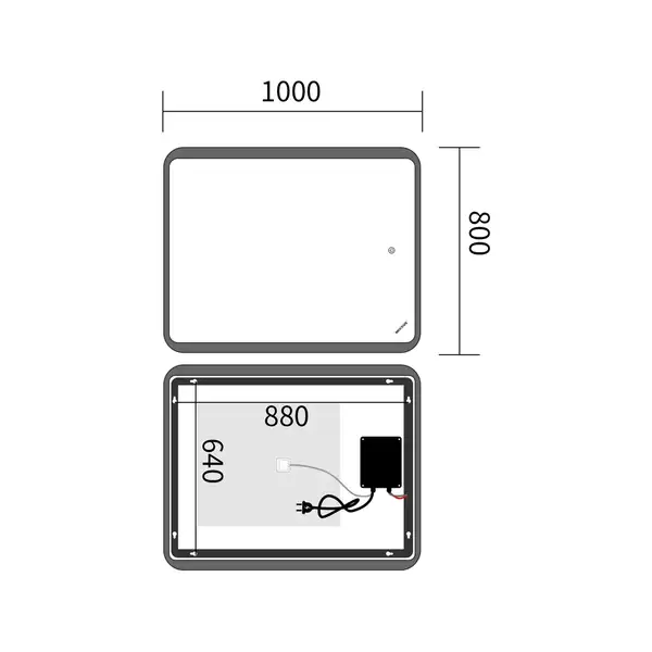 Дзеркало Mixxus Premium OLIVARY MR19-100x80-Reverse з Led Touch, Anti-fog, димером (3-6,5kK) (MP662 (MP6629)