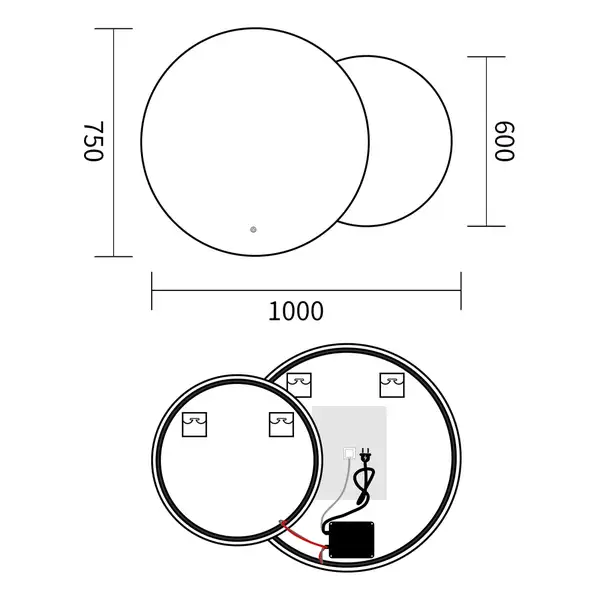 Дзеркало Mixxus Premium TOPPER MC01-100x75 з Led Touch, Anti-fog, димером (3-6,5kK) (MP6631)