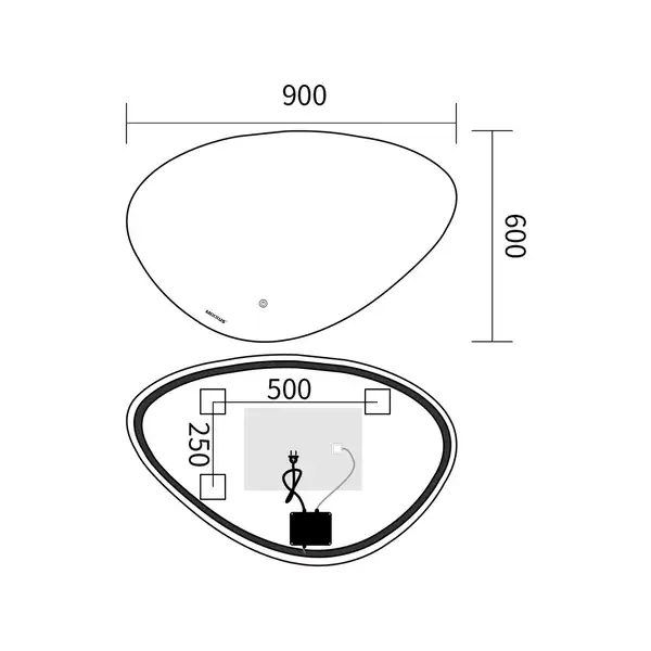 Дзеркало Mixxus Premium DIVERSE MA01-90x60-Reverse з Led Touch, Anti-fog, димером (3-6,5kK) (MP6633