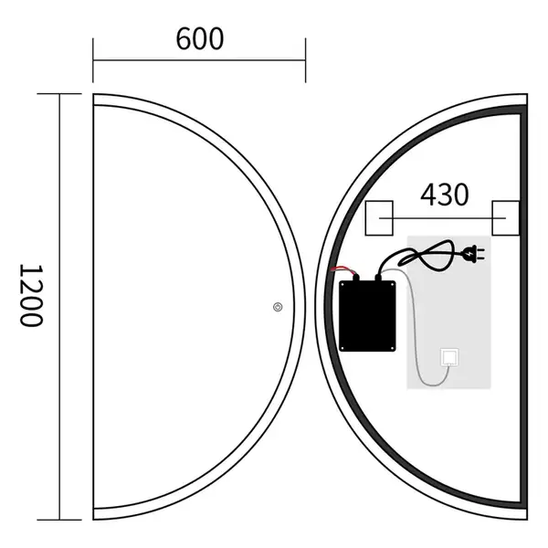 Дзеркало Mixxus Premium TOPPER MS03-60x120 з Led Touch, Anti-fog, димером (3-6,5kK) (MP6635)