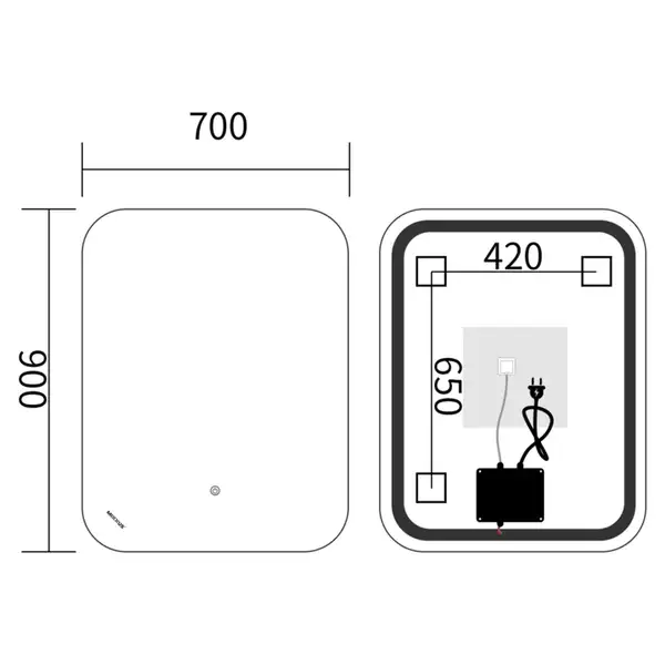 Дзеркало Mixxus Premium DIVERSE MR15-90x70-Reverse з Led Touch, Anti-fog, димером (3-6,5kK) (MP6639