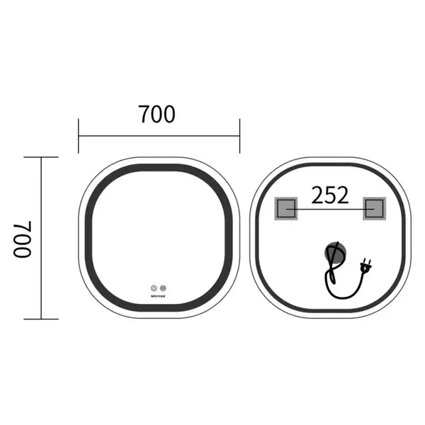 Дзеркало Mixxus Premium DIVERSE MR16-70x70 з Led Touch, Anti-fog, димером (3-6,5kK) (MP6640)