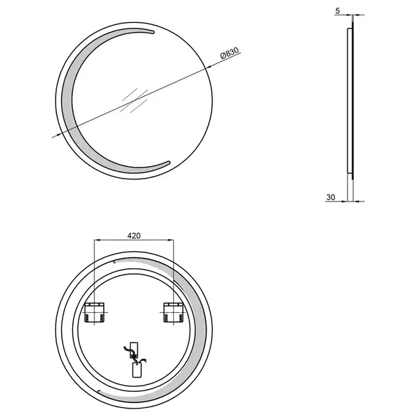 Зеркало Qtap Robin R830 с LED-подсветкой QT13782601W