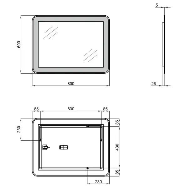 Зеркало Qtap Swan 600x800 с LED-подсветкой, Reverse QT167814146080W