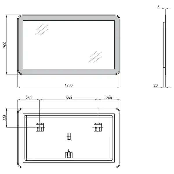 Зеркало Qtap Swan 1200x700 с LED-подсветкой QT1678141470120W
