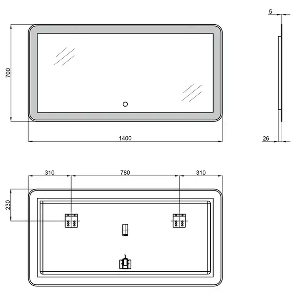 Зеркало Qtap Swan 1400х700 с LED-подсветкой QT1678141470140W