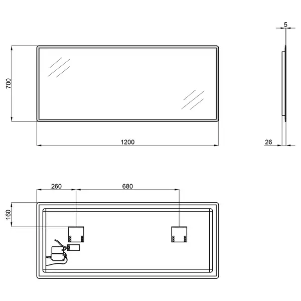 Зеркало Qtap Tern 1200x500 с LED-подсветкой QT1778140450120W