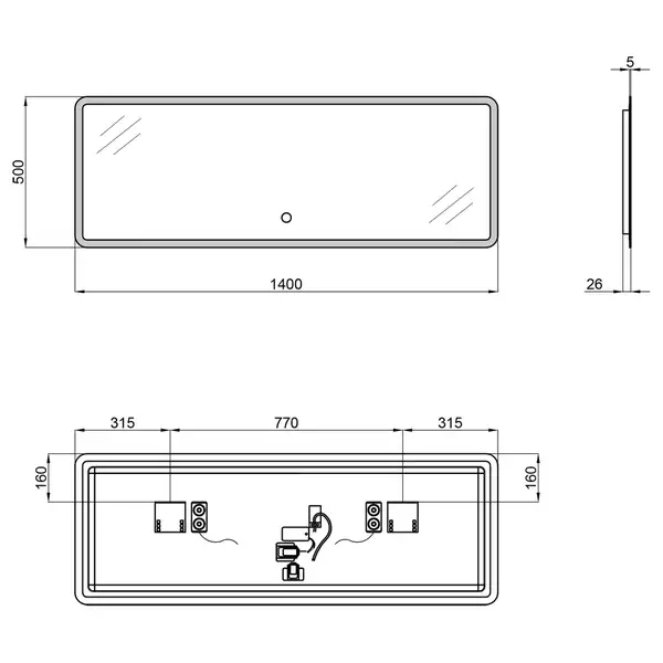 Зеркало Qtap Tern 1400x500 с LED-подсветкой, Bluetooth QT1778142750140WB