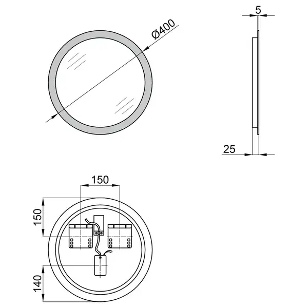 Зеркало Qtap Virgo R400 с LED-подсветкой QT1878250640W