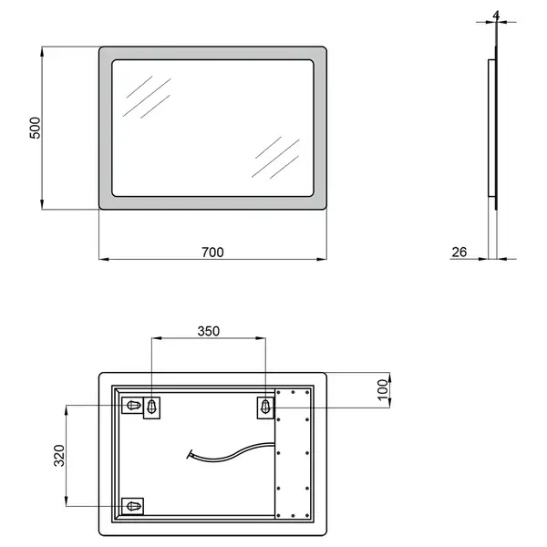 Зеркало Qtap Aquarius 500х700 с LED-подсветкой, Reverse QT2178141980120W (QT217814198120W)