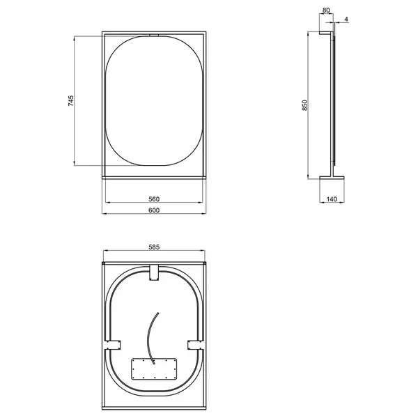 Зеркало Qtap Taurus 800х850х140 Black/Whitish oak с LED-подсветкой QT2478ZP600BWO