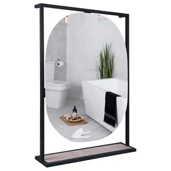 Зеркало Qtap Taurus 800х850х140 Black/Whitish oak с LED-подсветкой QT2478ZP600BWO