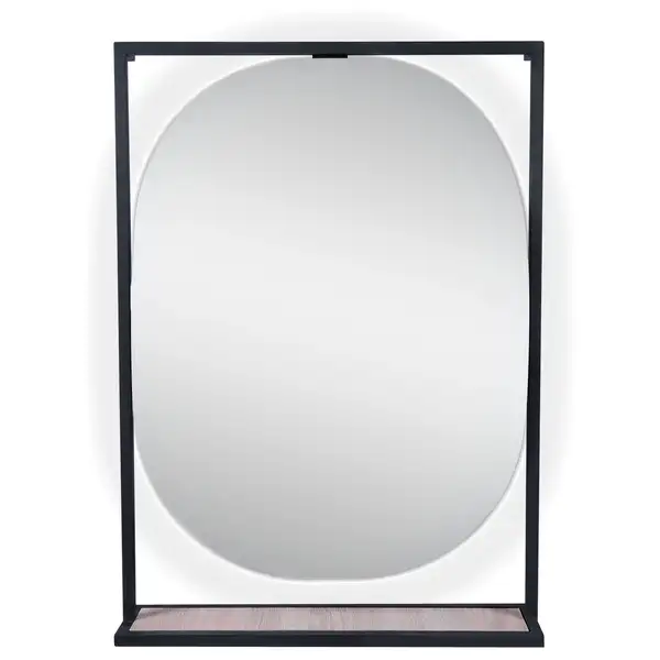 Зеркало Qtap Taurus 800х850х140 Black/Whitish oak с LED-подсветкой QT2478ZP600BWO