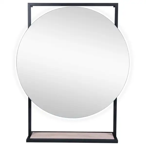 Зеркало Qtap Taurus 600х850х140 Black/Whitish oak с LED-подсветкой QT2478ZP700BWO