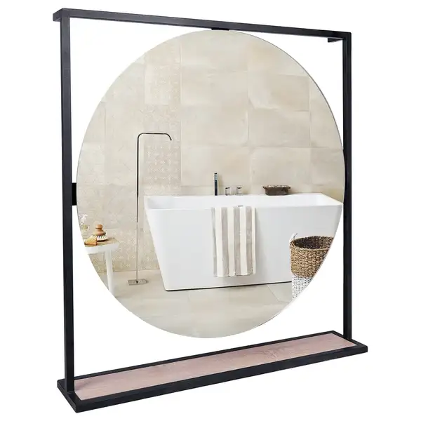 Зеркало Qtap Taurus 700х850х140 Black/Whitish oak с LED-подсветкой QT2478ZP800BWO