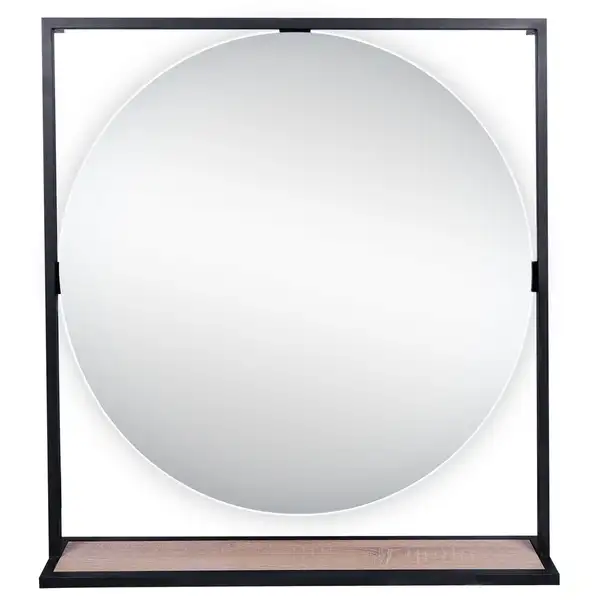 Зеркало Qtap Taurus 700х850х140 Black/Whitish oak с LED-подсветкой QT2478ZP800BWO