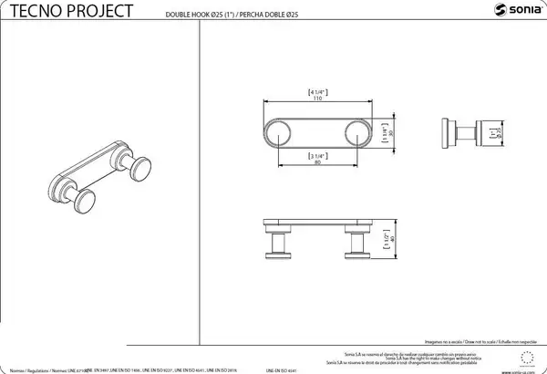 Гачок подвійний Sonia Tecnoproject, white (172405)