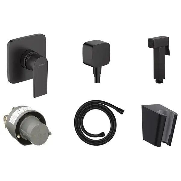 Комплект гігієнічного душу Hansgrohe Vernis Blend з лійкою Noken Square, Matt Black (20220002) Комплект гігієнічного душу Hansgrohe Vernis Blend з лійкою Noken Square, Matt Black (20220002)