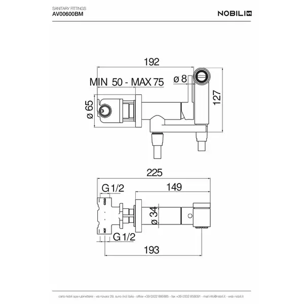 Nobili Sanitary Fittings Гігієнічний душ, чорний мат (AV00600BM)