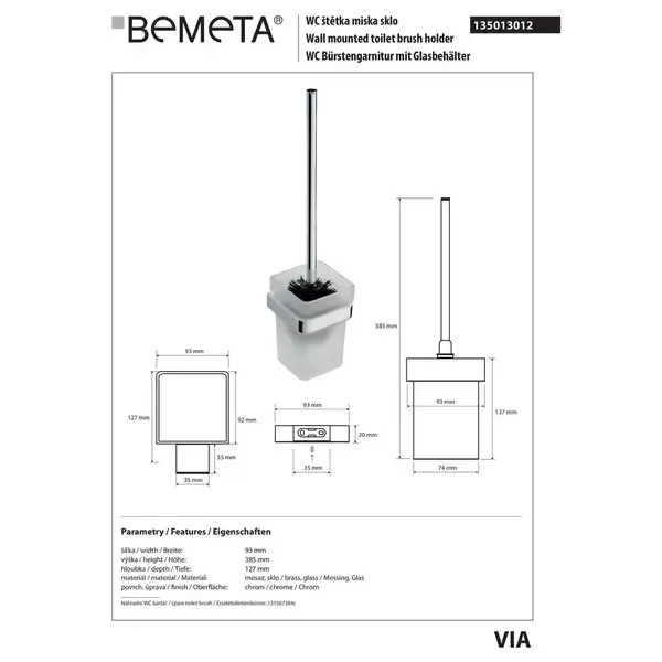 Щітка для унітазу з тримачем  VIA 135013012  Bemeta Чехія