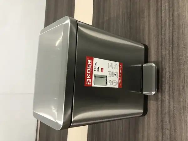 Відро для сміття з плавним закриттям прямокутне Koer TC-010315-02 15 л колір нержавійка (KR5603)